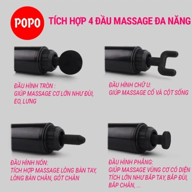 Máy massage cầm tay POPO Facial Gun đa năng 4 đầu giảm đau - Giá chỉ 399.000đ 4