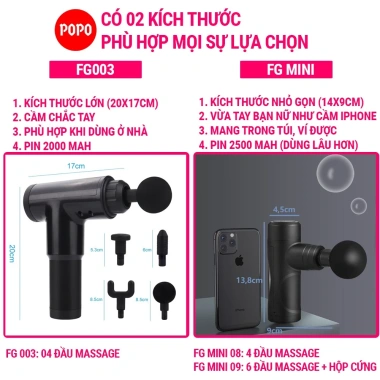 Máy massage cầm tay POPO Facial Gun đa năng 4 đầu giảm đau - Giá chỉ 399.000đ 9