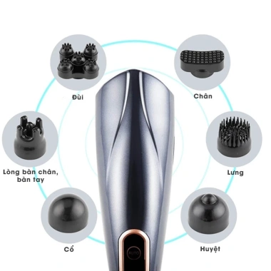 Máy Massage Cầm Tay Sạc Pin 6 Đầu Đấm Lưng - Thư Giãn, Giảm Đau, Giá 295.000₫