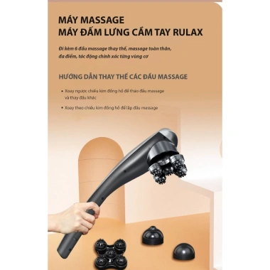 Máy Massage Cầm Tay Sạc Pin RULAX 6 Đầu Đấm Lưng Toàn Thân – Giá Ưu Đãi 370k