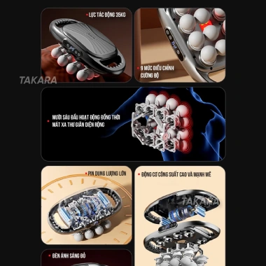Máy massage cầm tay Takara 16 đầu - Giảm nhức mỏi cơ, tặng kèm củ sạc, chỉ 469.000₫