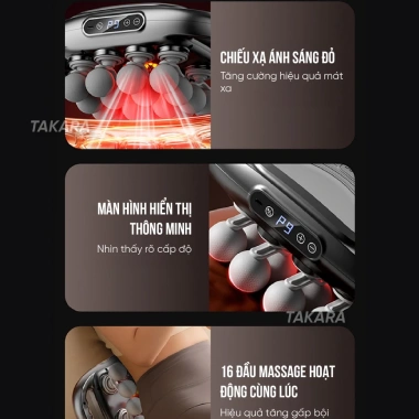 Máy massage cầm tay Takara 16 đầu - Giảm nhức mỏi cơ, tặng kèm củ sạc, chỉ 469.000₫