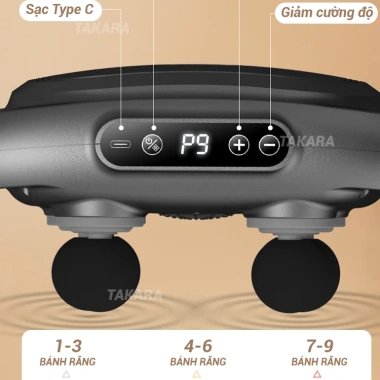 Máy massage cầm tay Takara YM‑K60 6 đầu, 9 chế độ, 9 cấp độ – giảm 22% chỉ 281.000₫