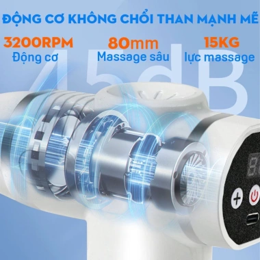 Máy massage cầm tay Z668 - Súng mát xa toàn thân 12 đầu 99 cấp độ màn LED 219k 6