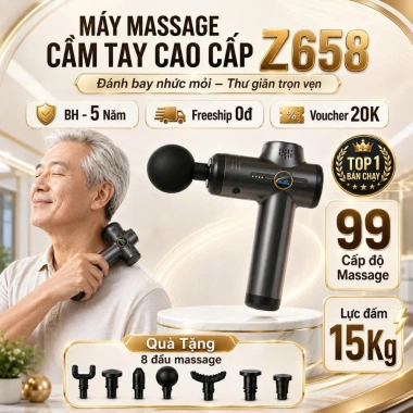 Máy Massage Cầm Tay Zlife Z658 - 99 Cấp Độ, 8 Đầu, Pin 2.500mAh, Giá 349.000 VNĐ