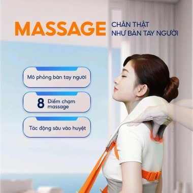 Máy Massage Cổ Vai Gáy Bumas M3 Plus - 8 điểm chạm, chườm ấm, điều chỉnh linh hoạt, giảm giá 20% chỉ 1.935.000₫