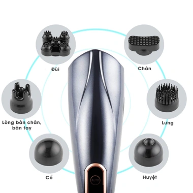 Máy massage đấm lưng cầm tay đa năng 6 đầu - Cao cấp, mát xa toàn thân, thư giãn cổ vai, chỉ 400.000 VND