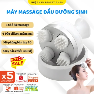 Máy massage đầu 3 chế độ, 4 đầu xoay 360° - Giảm căng thẳng, mệt mỏi, chỉ 168.000đ