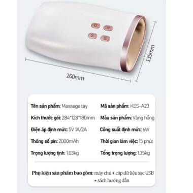 Máy massage tay không dây JINKAIRUI – Áp suất không khí, nén nhiệt, huyệt ngón tay, 849.000₫ 9