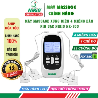 Máy massage xung điện 4 miếng dán Nikio NK-100 Pin sạc Giảm đau nhanh, Giá 410.000₫ 9