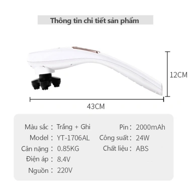 Máy mát xa cầm tay 6 đầu sạc pin không dây - Đấm lưng cao cấp 2.021 giảm giá 18% 3