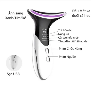 Máy nâng cơ mặt 3 LED – Massage, chống nhăn, trẻ hóa da, làm đẹp cổ – 559.000₫