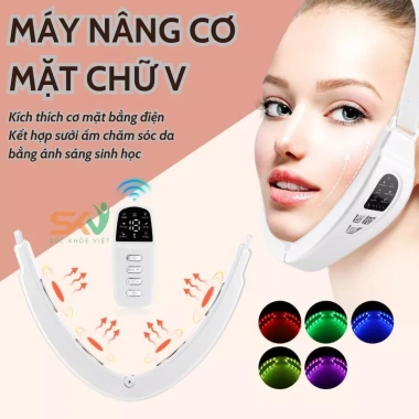 Máy nâng cơ mặt V‑Face ôm trọn khuôn mặt, xóa nọng cằm, mát xa ánh sáng EMS giảm giá 21% chỉ 850.000₫