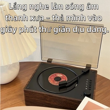 Máy nghe CD cổ điển Bluetooth pin sạc 2.000mAh thiết kế gỗ sang trọng - giá 880.000₫
