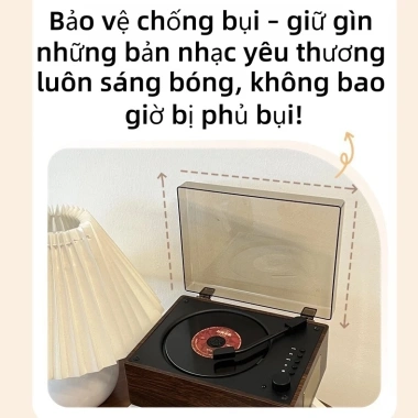 Máy nghe CD cổ điển Bluetooth pin sạc 2.000mAh thiết kế gỗ sang trọng - giá 880.000₫