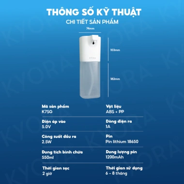 Máy nhả dung dịch Kyora cảm biến không chạm, 4 mức phun tiết kiệm, tiện lợi, giá ưu đãi 395.000₫
