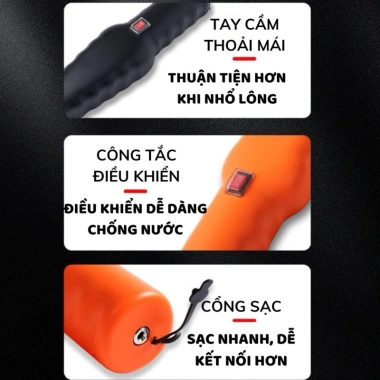 Máy nhổ lông gà, vịt, vặt lông gia cầm cầm tay sạc tích điện, chống nước - Giá 129.000đ 6