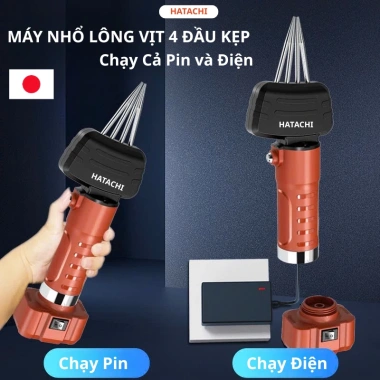 Máy nhổ lông vịt 4 kẹp HATACHI 250W chạy pin & điện 8‑10h - Giá 1,250,000₫ 2