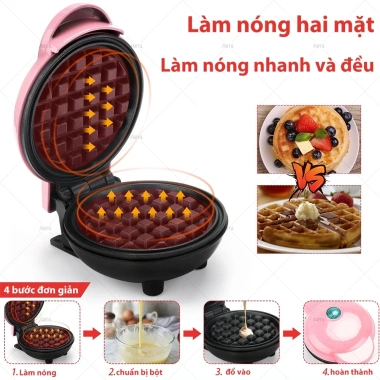 Máy Nướng Bánh Mini Hồng - Tiện Lợi, Giá 159k, Làm Bánh Nhanh Cho Mẹ và Con 4