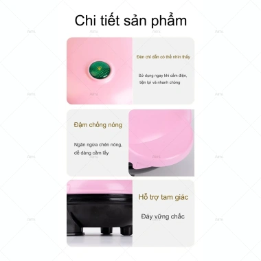 Máy Nướng Bánh Mini Hồng - Tiện Lợi, Giá 159k, Làm Bánh Nhanh Cho Mẹ và Con 9