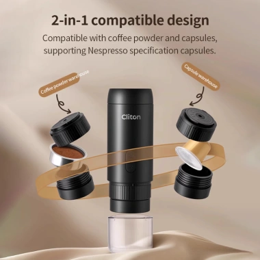 Máy pha cà phê espresso cầm tay Cliton mini, sạc lại, tiện du lịch, giá 899.000đ