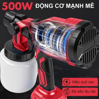 Máy Phun Sơn Cầm Tay Pin 1.000ml – 3 Kiểu Phun Đổi Nhanh, Giá Ưu Đãi 590k 2