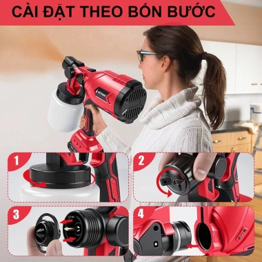 Máy Phun Sơn Cầm Tay Pin 1.000ml – 3 Kiểu Phun Đổi Nhanh, Giá Ưu Đãi 590k 3
