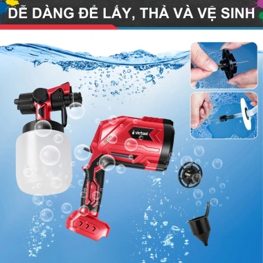 Máy phun sơn cầm tay Victool 21V 1.000ml 3 chế độ - Bảo hành, giảm còn 590.000đ 6 Máy phun sơn cầm tay Victool 21V 1.000ml 3 chế độ - Bảo hành, giảm còn 590.000đ 6