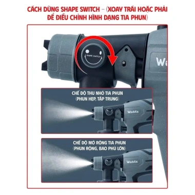 Máy phun sơn pin WORKFIX WF‑SG800ML 2 kiểu phun, bình 800ml, chân pin phổ thông – Giá chỉ 584.000 VND 4