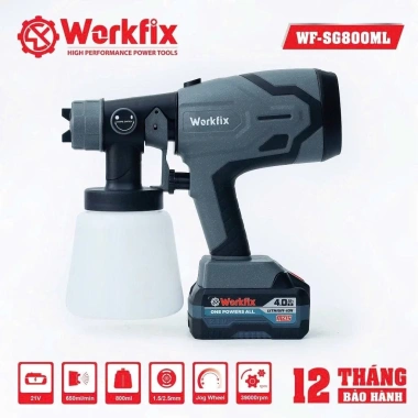 Máy phun sơn pin WORKFIX WF‑SG800ML 2 kiểu phun, bình 800ml, chân pin phổ thông – Giá chỉ 584.000 VND 5