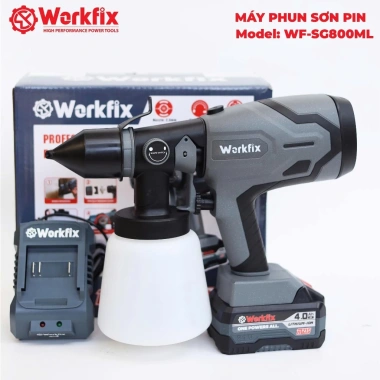 Máy phun sơn pin WORKFIX WF‑SG800ML 2 kiểu phun, bình 800ml, chân pin phổ thông – Giá chỉ 584.000 VND 6