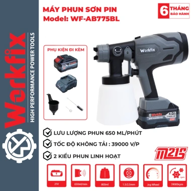 Máy Phun Sơn Workfix WF‑SG800ML 800ml – 2 chế độ, chân pin phổ thông, giá 580k 8