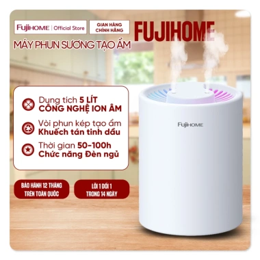 Máy phun sương mini FUJIHOME tạo ẩm, khuếch tán tinh dầu, bù ẩm phòng ngủ & khách - Giá chỉ 275.000đ