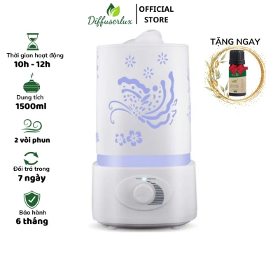 Máy phun tinh dầu hồ điệp vuông 1.500ml - Khuếch tán siêu âm, tạo ẩm, xông tinh dầu DIFFUSER LUX giá ưu đãi 480k