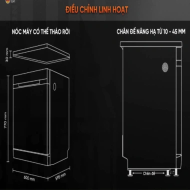 Máy rửa bát JUNGER DWJ-143 độc lập - rửa nhanh, tiết kiệm nước, giảm giá 27% 7