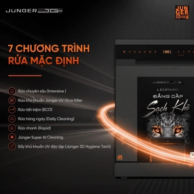 Máy rửa bát Junger JG Leopard DWJ-183-VG 15 bộ - Đa chương trình, giảm 20%