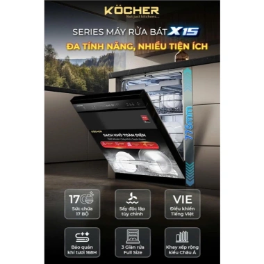 Máy rửa bát Kocher X15B sang trọng, tiết kiệm năng lượng, 6 chế độ - 17.990.000đ