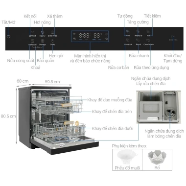 Máy rửa bát thông minh COMFEE CDWEF1.401HB-W-VN - AI tự động, giá ưu đãi 8.8 triệu 8