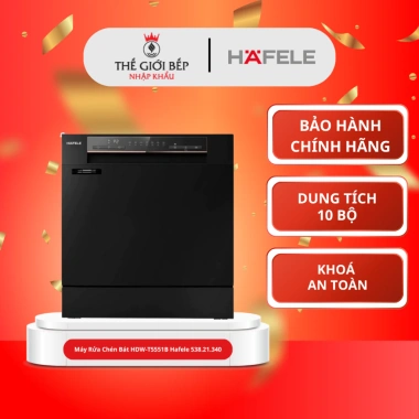 Máy rửa chén bát HDW-T5.551B Hafele 538.21.340 - Sấy tăng cường, khử khuẩn UV, chống tràn, giá ưu đãi 10,9 triệu