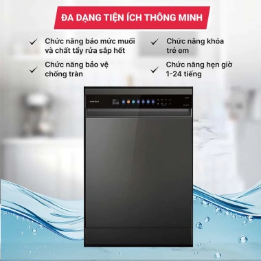 Máy rửa chén độc lập HDW-F6.052G Hafele 535.29.652 – dung tích lớn, rửa mạnh, khử khuẩn, ưu đãi