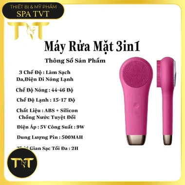 Máy rửa mặt 3 trong 1 kèm rung - Điện di tinh chất, BH 12 tháng, chỉ 700.000₫