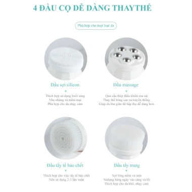 Máy rửa mặt 4 trong 1 CSSD14 - tẩy trang, tẩy da chết, massage, giá 511.000₫ 4