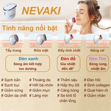 Máy rửa mặt 4 trong 1 NEVAKI - Tẩy trang, đẩy tinh chất, nâng cơ, bảo hành 1 năm 3