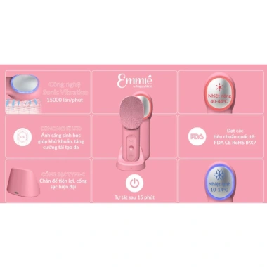 Máy rửa mặt Emmié SonicRadiant 5 in 1 - Siêu âm, chăm sóc da, bảo hành 1 năm 6 Máy rửa mặt Emmié SonicRadiant 5 in 1 - Siêu âm, chăm sóc da, bảo hành 1 năm 6