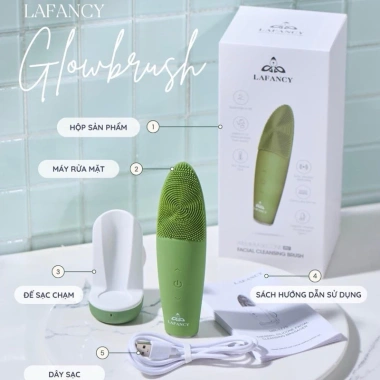 Máy rửa mặt Lafancy GlowBrush silicone massage, đẩy tinh chất, chống thấm, bảo hành 12 tháng - 1.850.000