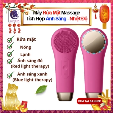 Máy Rửa Mặt Massage Ánh Sáng Nhiệt STOREEVA - Làm Sạch Sâu, Thư Giãn 629k