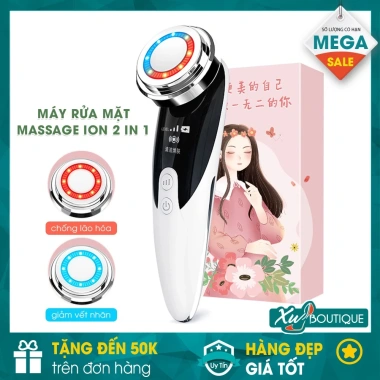 Máy rửa mặt Massage Ion 2 trong 1 - Làm sạch sâu, hấp thụ dưỡng chất công nghệ sóng âm, giá 165.000₫