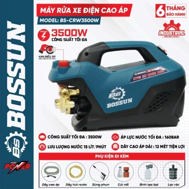 Máy rửa xe BOSHUN 3.500W chỉnh áp, dây rửa 15m - Công suất, giảm giá 14.29 triệu