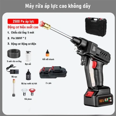Máy rửa xe cầm tay 988VF áp suất mạnh, di động, bền lâu, phụ kiện miễn phí 12 Máy rửa xe cầm tay 988VF áp suất mạnh, di động, bền lâu, phụ kiện miễn phí 12
