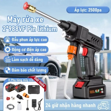 Máy rửa xe cầm tay 988VF - Áp suất siêu mạnh, động cơ mạnh, kèm phụ kiện, chỉ 590.000 VND